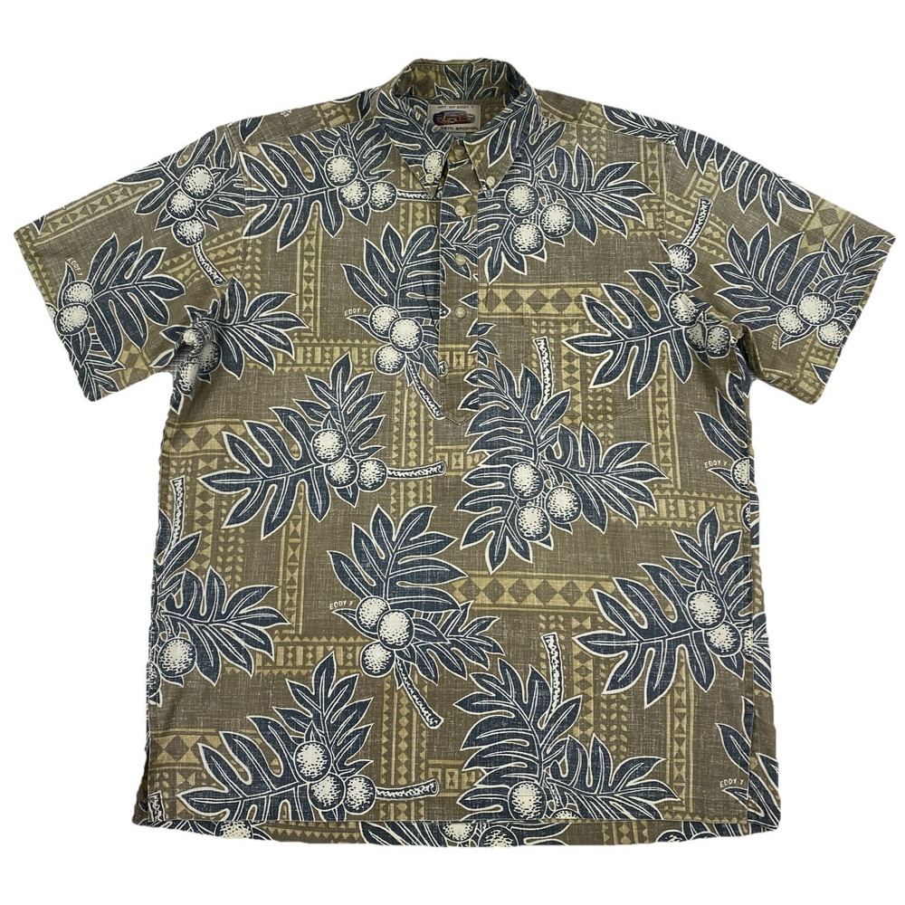 Reyn Spooner Art of Eddy Y Hawaiian 1/4 Button Shirt Men's Medium USA Made